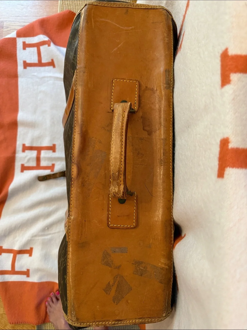 Vintage Louis Vuitton Monogram Garment Bag Tan Leather Trim, Look at Photos